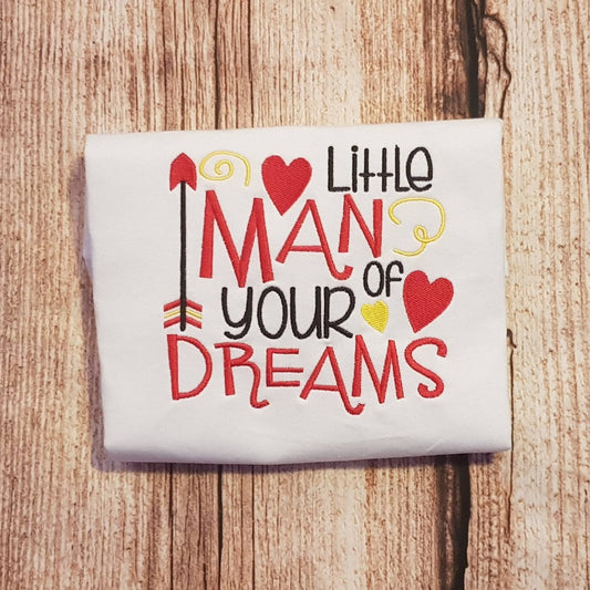 Boys Valentines t-shirt, Children's Valentines tee, Little man of your dreams top, child's embroidered shirt, childrens clothing,
