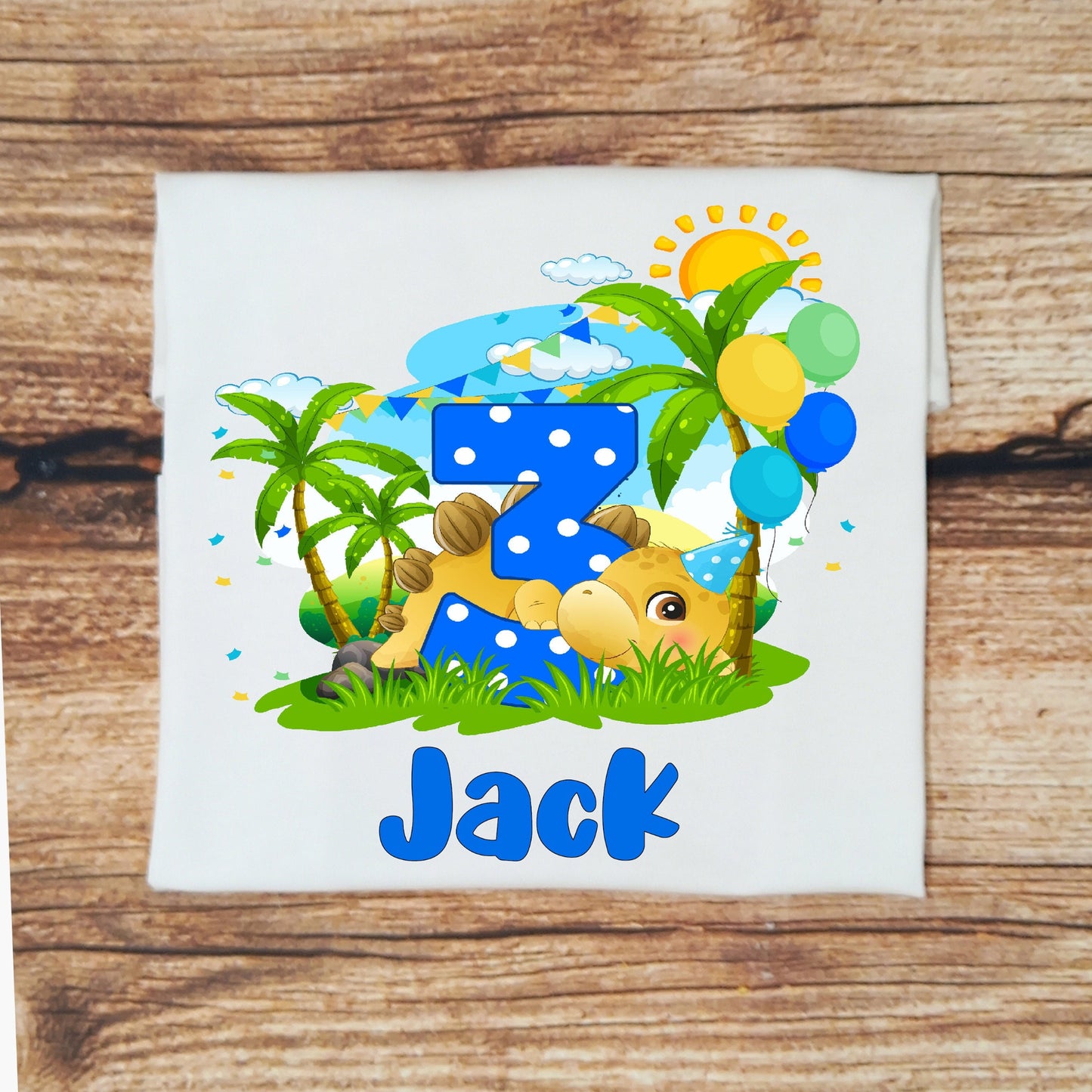 Childrens personalised dinosaur birthday tshirt, kids dino birthday tee, childs birthday gift, dinosaur themed birthday party, dinosaur top