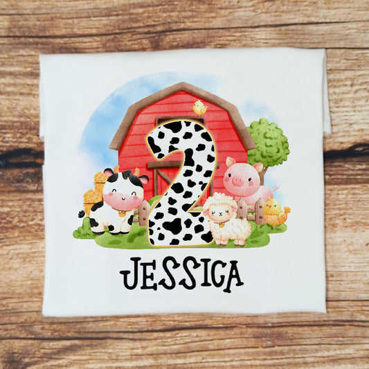 Childrens personalised birthday tshirt, Farmyard birthday shirt, Farm animals birthday t-shirt, kids personalised gift, Childs clothing
