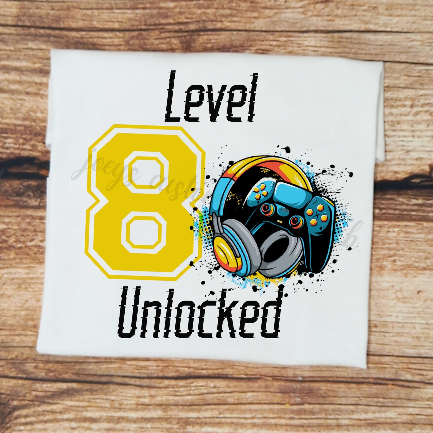 Childrens personalised birthday tshirt, Gamer birthday shirt, Gaming control and headset, Levelled up birthday top, Kids personalised gift
