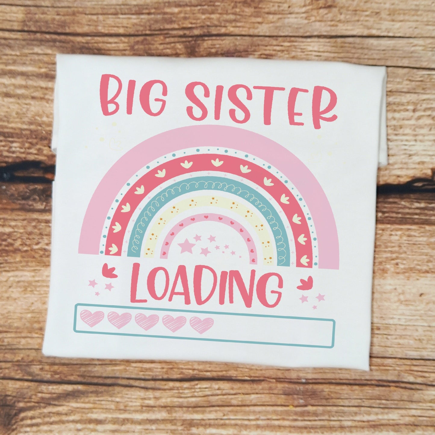 Big sister to be tshirt, Big sister loading rainbow top, baby announcement shirt, Sibling tee, pregnancy announcement kids tshirt