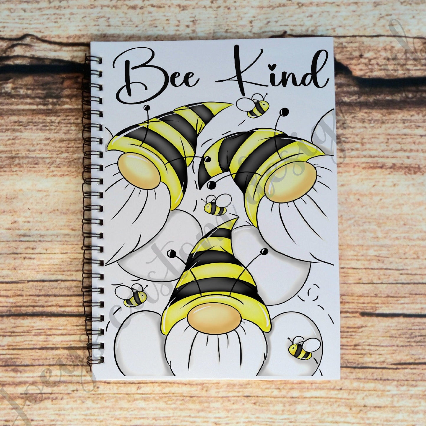 Bee notebook, bee gnome pad, Bee stationary, spiral bound note book, teachers gift, A5 lined notepad