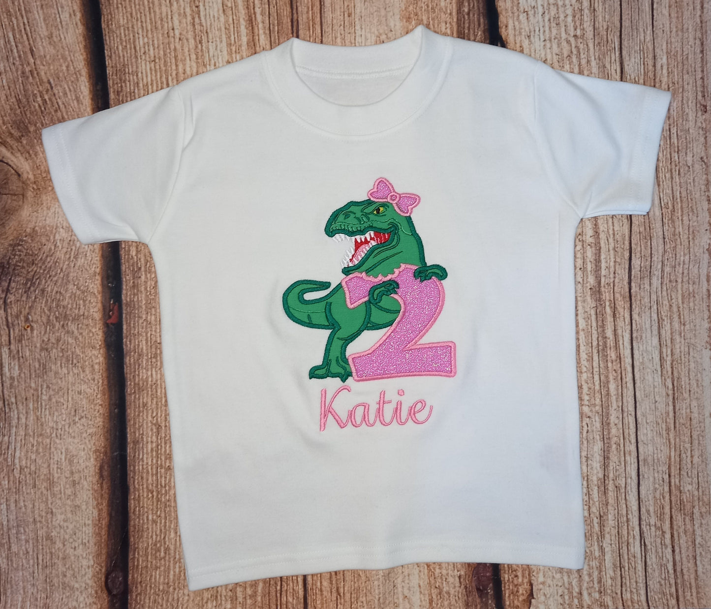 Childrens personalised birthday tshirt, kids dinosaur birthday shirt, childs embroidered dino top, personalised trex tee, birthday gift