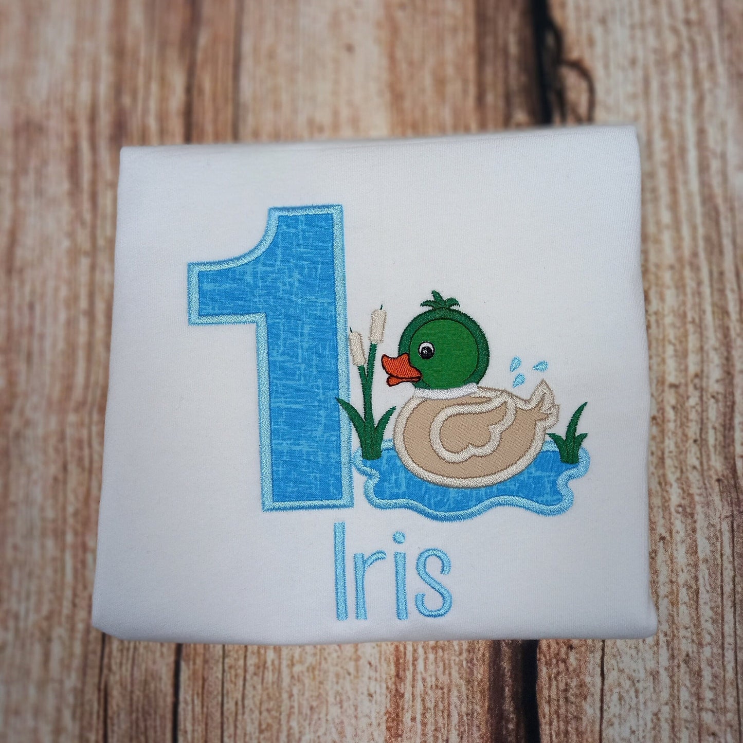 Childrens personalised birthday tshirt, childs duck top, kids embroidered tee, farmyard animal jumper, customised clothes, birthday girl/boy