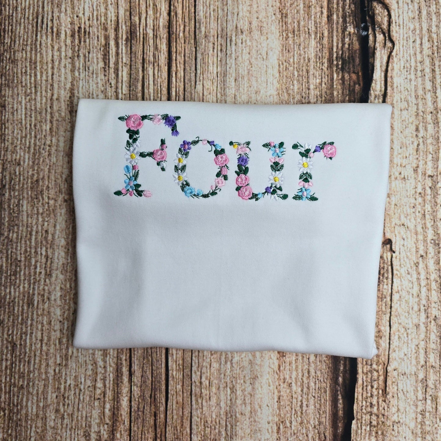 Floral birthday tshirt, childs embroidered flower tee, Kids clothing, childrens gift, girls birthday top