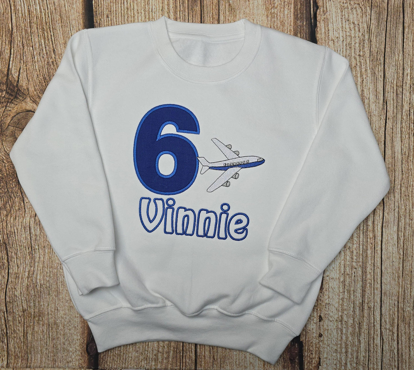 Children's personalised birthday jumper, kids aeroplane sweater, child's embroidered plane top, customised clothing, birthday outfit, tshirt
