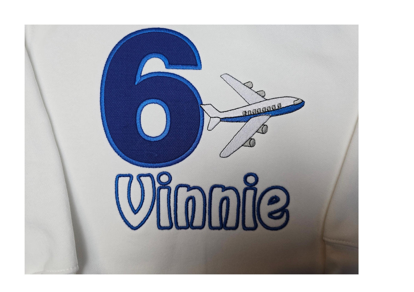 Children's personalised birthday jumper, kids aeroplane sweater, child's embroidered plane top, customised clothing, birthday outfit, tshirt