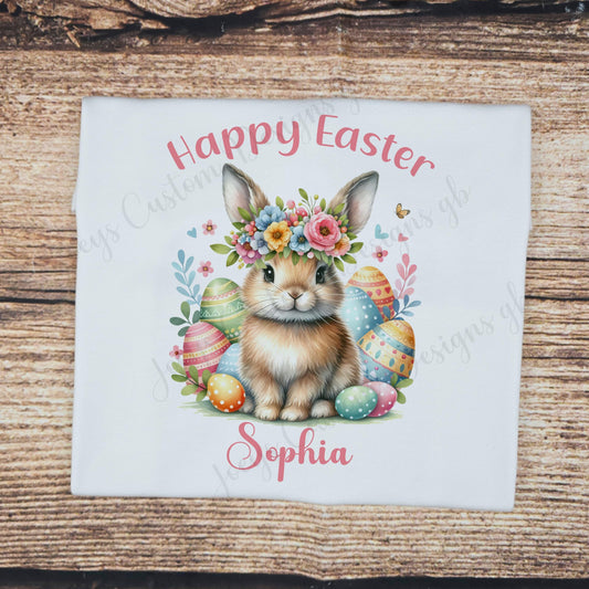 Children's personalised Easter tshirt, Kids rabbit tee, child's Easter gift,