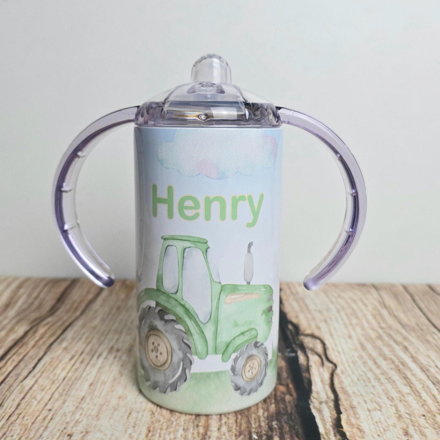 personalised sippy cup, Baby beaker, Tractor and animal childrens drinking flask, Sippy cup with handles, child gift, drinking bottle, farm