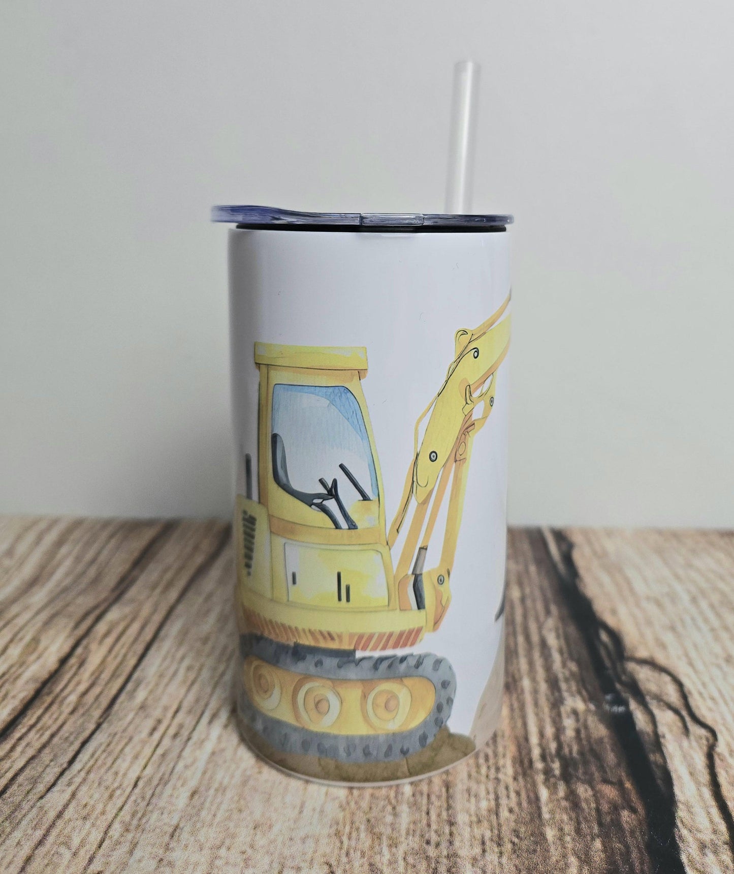 Personalised sippy cup with wide handles, Childrens digger tumbler, kids construction vehicle flask, baby drinkware, Childs drinking bottle