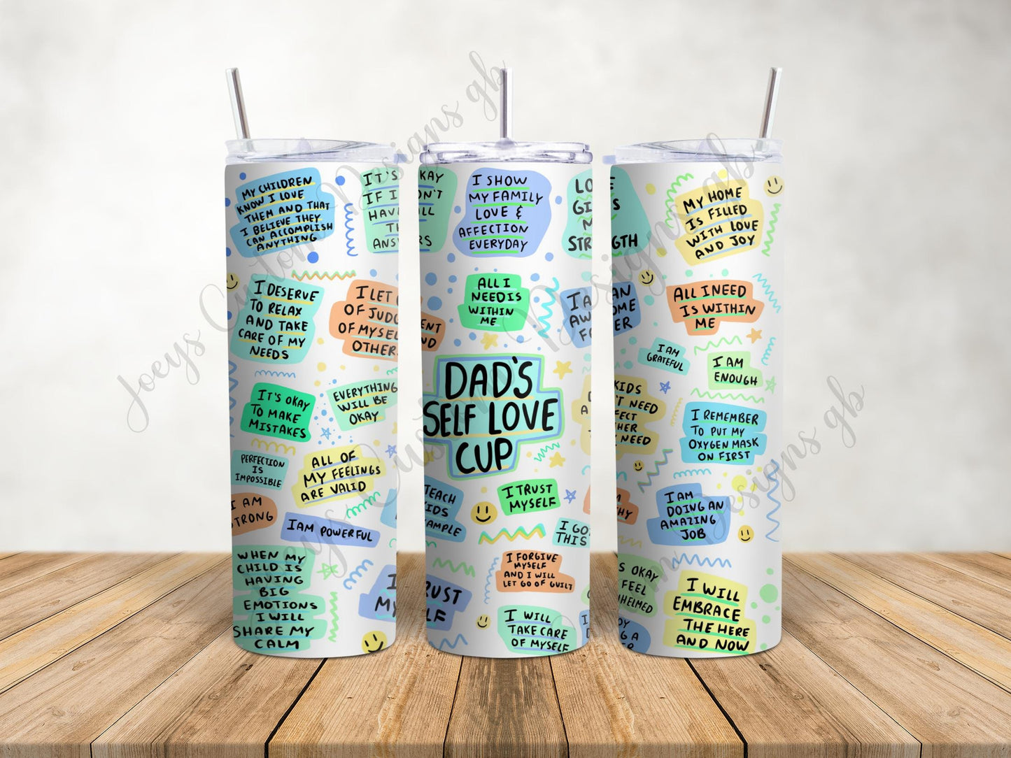 Dads self love cup, 20 oz Stainless steel tumbler with straw, Fathers day gift, metal drinkware, hot and cold drinking flask, affirmations