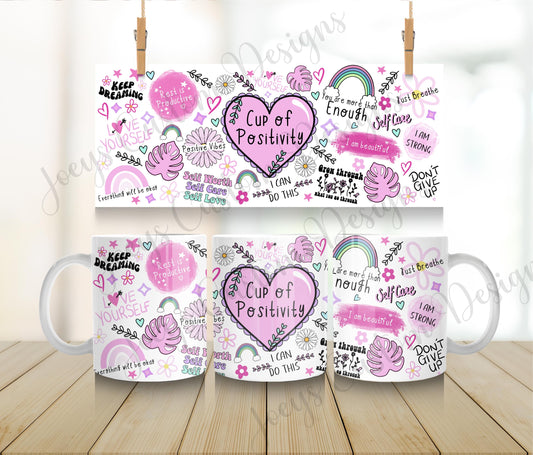 Positive affirmations mug, Cup of positivity, 11 oz drinkware, Gifts for her, kitchenware, ceramic drinking cup, Plastic cup