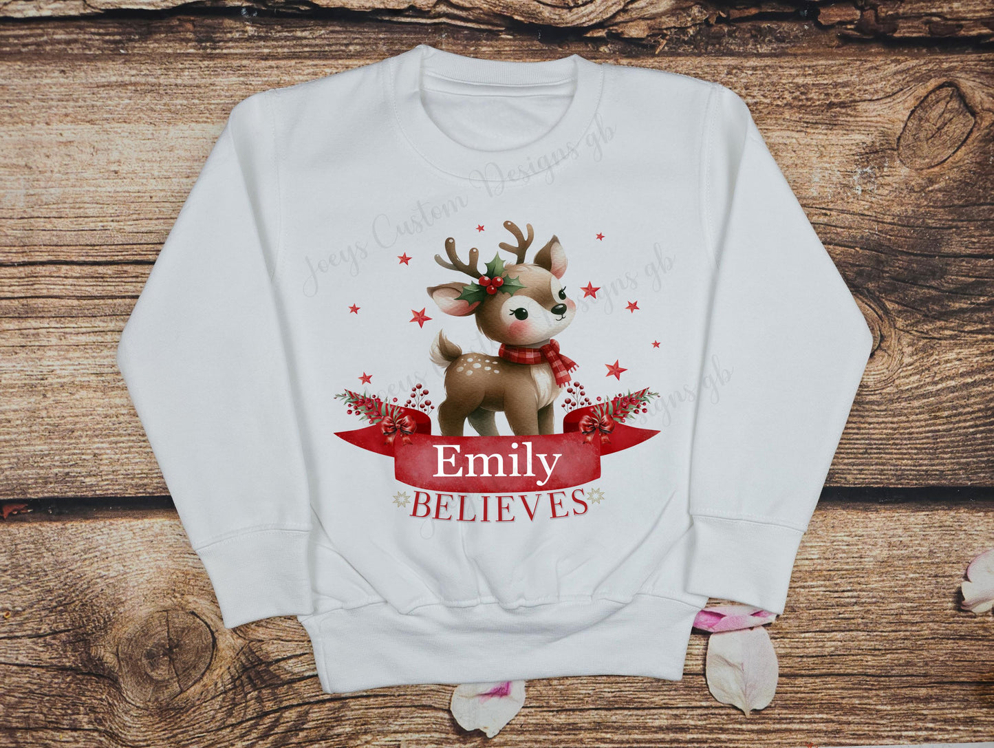 Childrens personalised Christmas jumper, kids reindeer sweater, Xmas clothing, Childs festive top