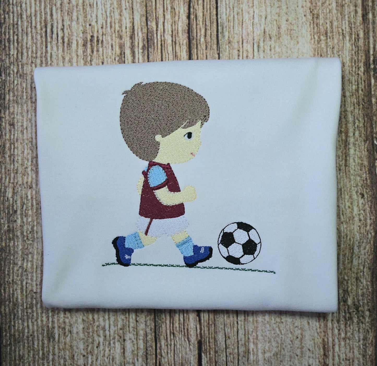Childrens personalised football tshirt, kids footballer embroidered top, boy playing soccer child's Jumper, toddler shirt