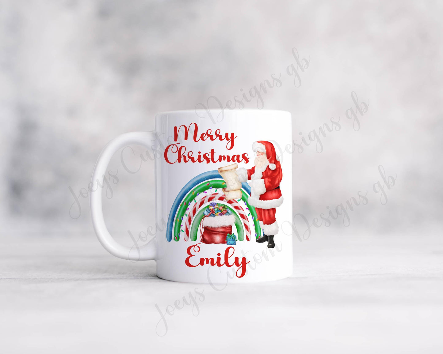 Personalised Christmas mug, Santa Cup, Father Christmas festive drinkware, Ceramic coffee mug, Polymer Plastic cup