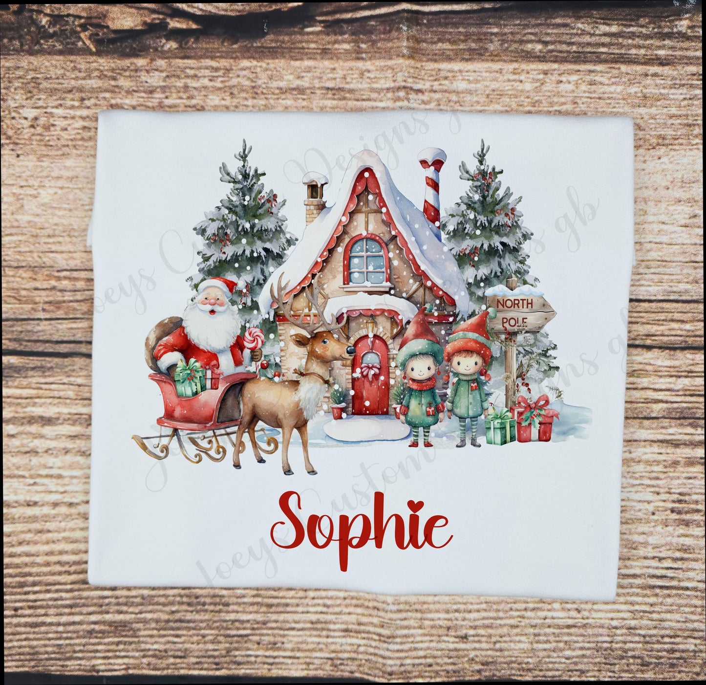 Children's personalised Christmas t-shirt, kids festive shirt, Childs Santa's grotto tee, Father Christmas and his elves top, cotton top