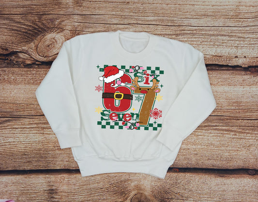 Children's Christmas sweater, kids 6 7 jumper, Childs festive top, Xmas jumper day, winter wardrobe