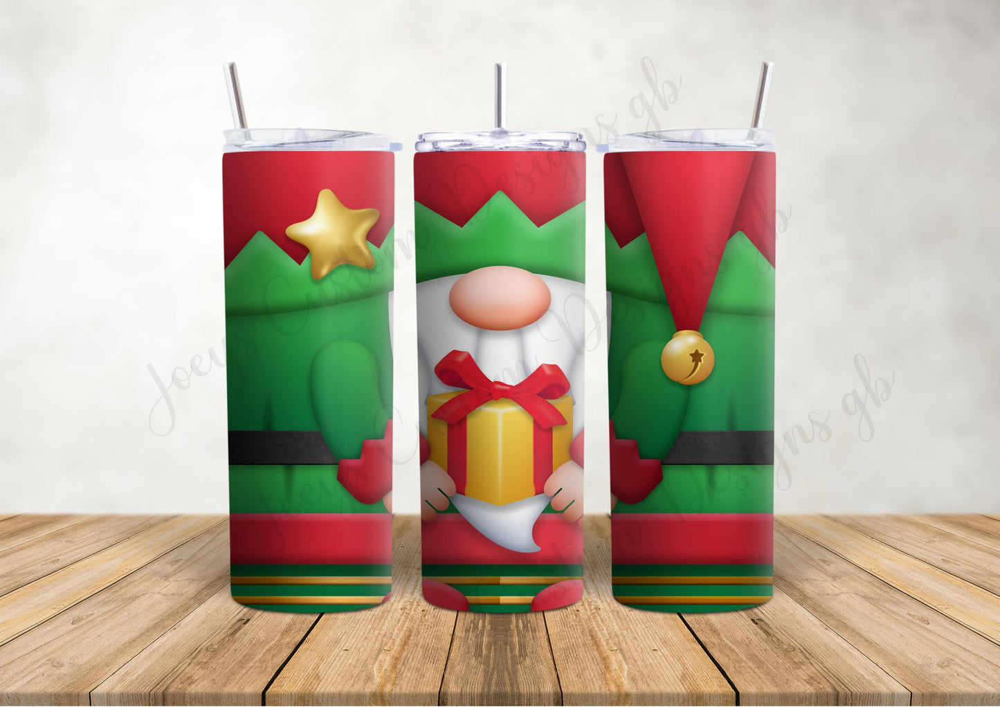 Christmas elf tumbler with straw, Festive drinkware, 20 fl oz metal tumbler, Xmas drinking cup, stainless steel flask, hot and cold drinks