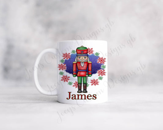 Personalised Christmas mug, Nutcracker cup, Festive drinkware, Ceramic mug, 11 oz mug, Polymer plastic drinking cup, Xmas gift