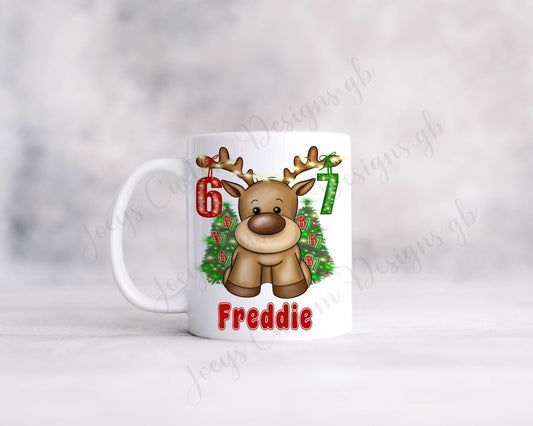 Six Seven Christmas mug, Reindeer 67 personalised cup, Festive drinkware