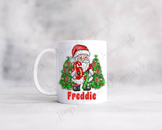 Six Seven Santa mug, Personalised Father Christmas 67 cup, Festive drinkware, ceramic, polymer kids mug