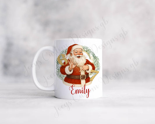 Six Seven Christmas mug, Personalised 67 Santa wreath cup, Ceramic, Polymer plastic Childrens drinkware