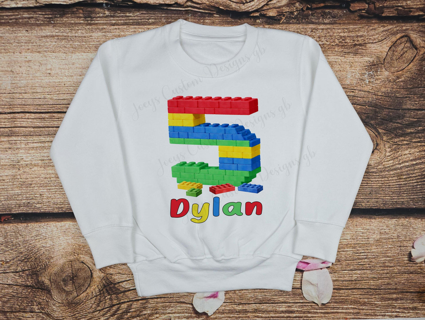 Children's personalised birthday sweater, kids building block birthday jumper, Childs winter clothing
