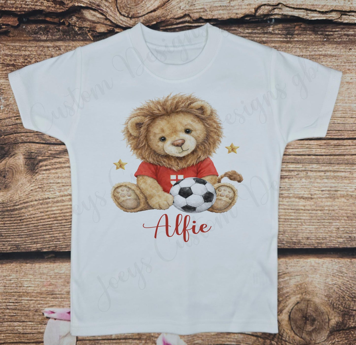 Children's Personalised Lion football t-shirt, Kids world cup tee, girls and boys football shirt