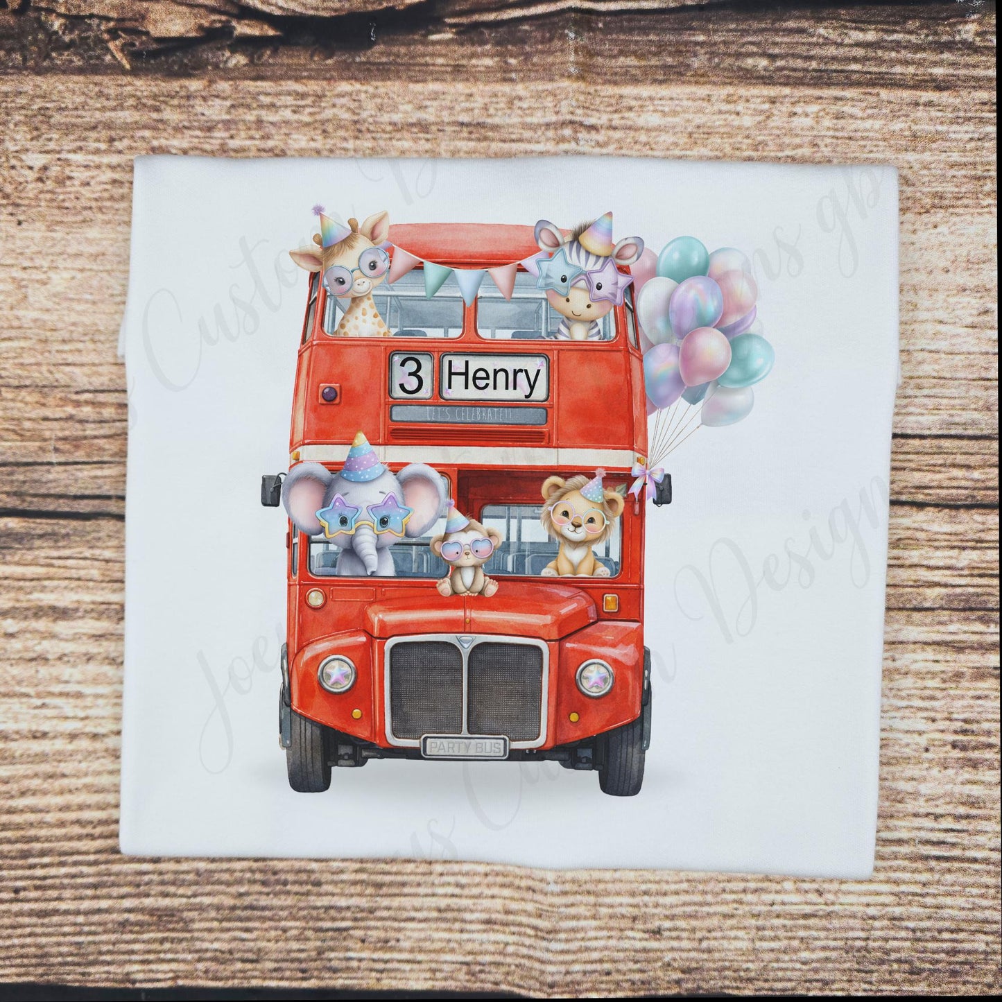 Children's red bus birthday tshirt, kids party bus celebration tee, personalised clothes