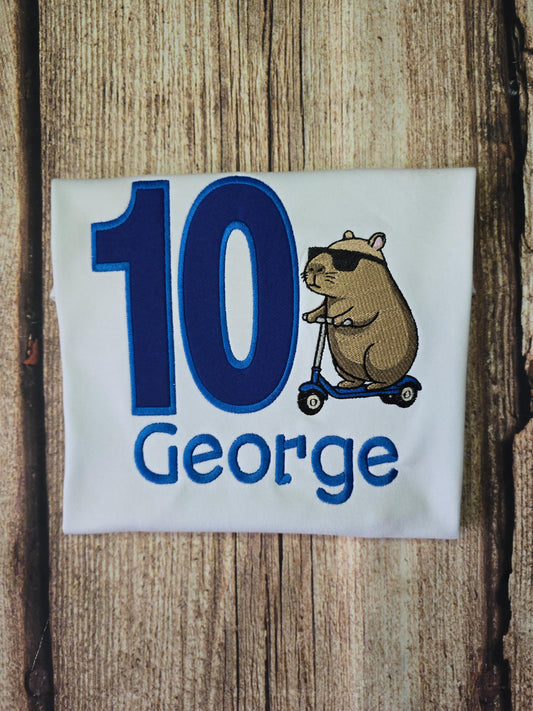 Children's personalised birthday t-shirt, kids capybara tee