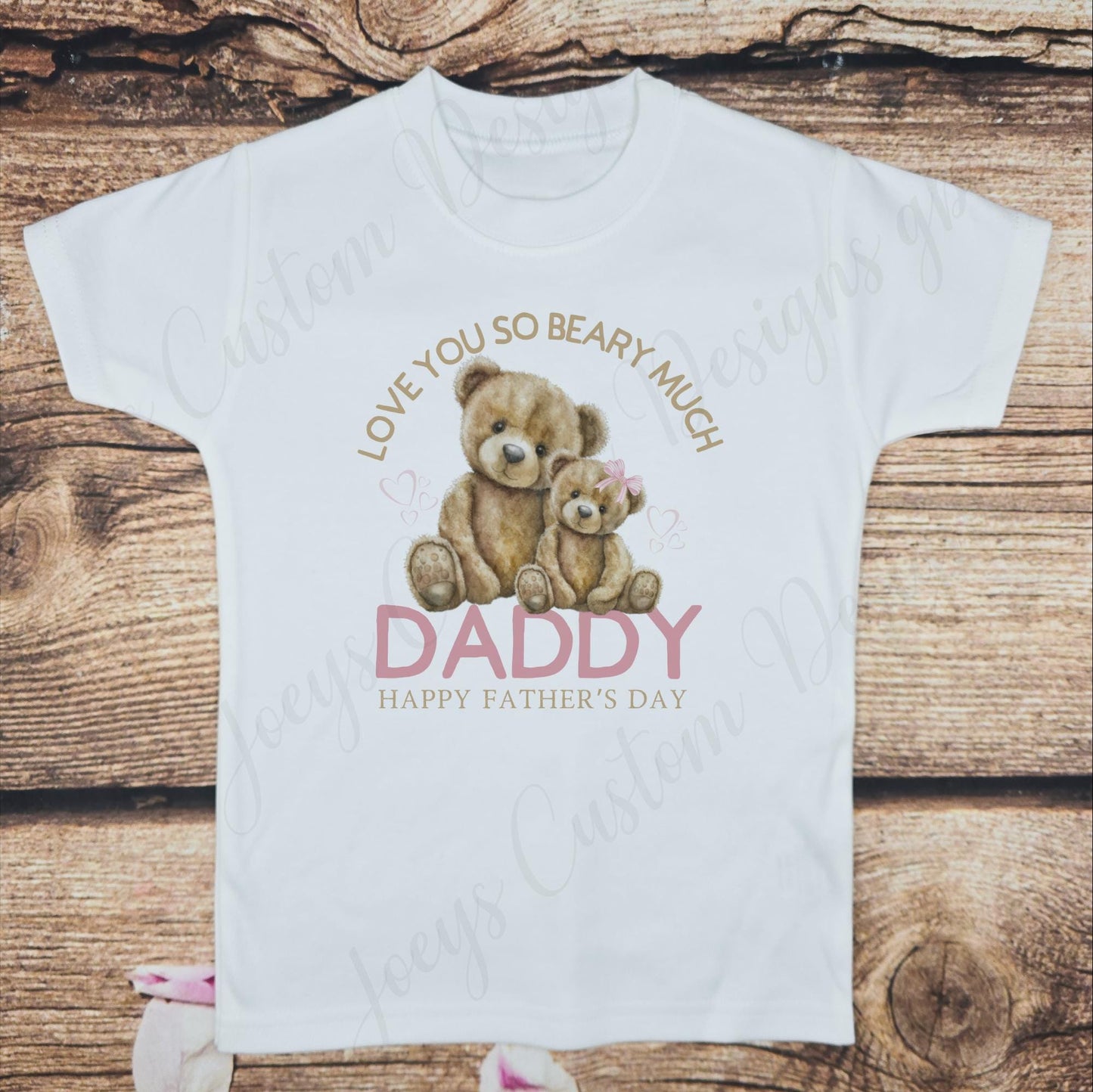 Fathers day teddy bear t-shirt, love you beary much children's cotton tee