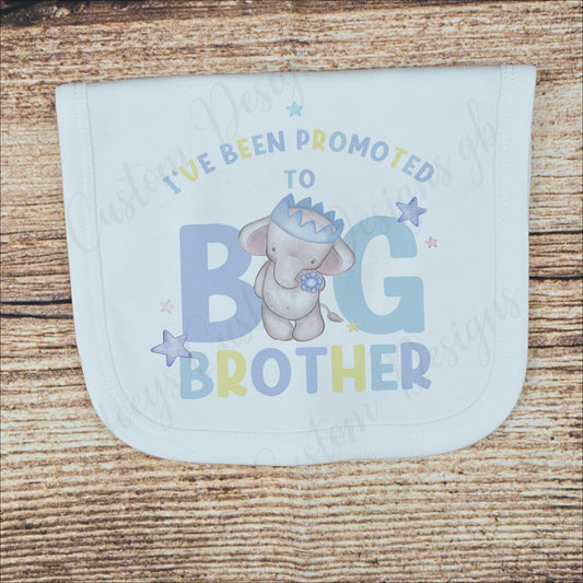 Promoted to big brother bib, polyester burp cloth, elephant pregnancy announcement, feeding accessories