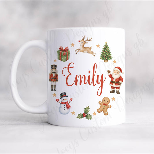 Personalised Christmas mug, 11 oz x-mas drinkware, festive gift, Children's cup