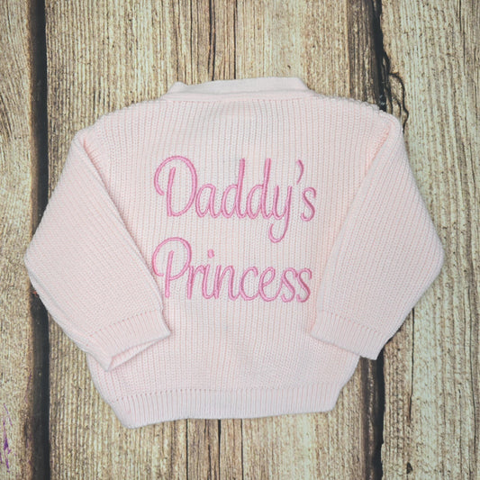 Daddy's Princess embroidered cardigan, knitted baby cardigan, New baby gift, Baby shower gift, winter wardrobe, children's clothes