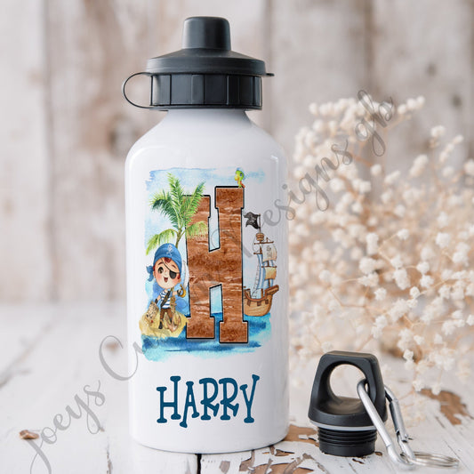 childrens personalised drinks bottle, kids pirate sports bottle, personalised water bottle, boy pirate drinkware, back to school accessories