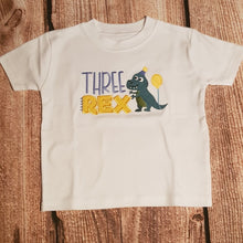 Load image into Gallery viewer, Childrens birthday tshirt, Boys Dinosaur t-shirt, 3 year old birthday tee,
