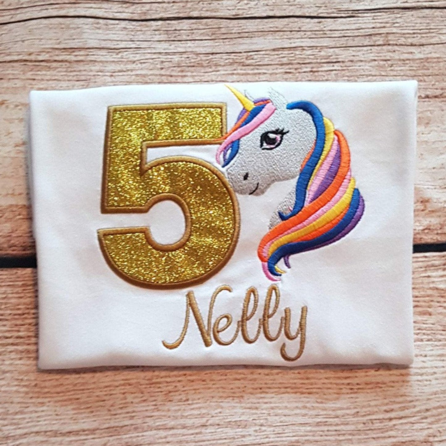 Childrens unicorn birthday tshirt, Childs personalised birthday shirt