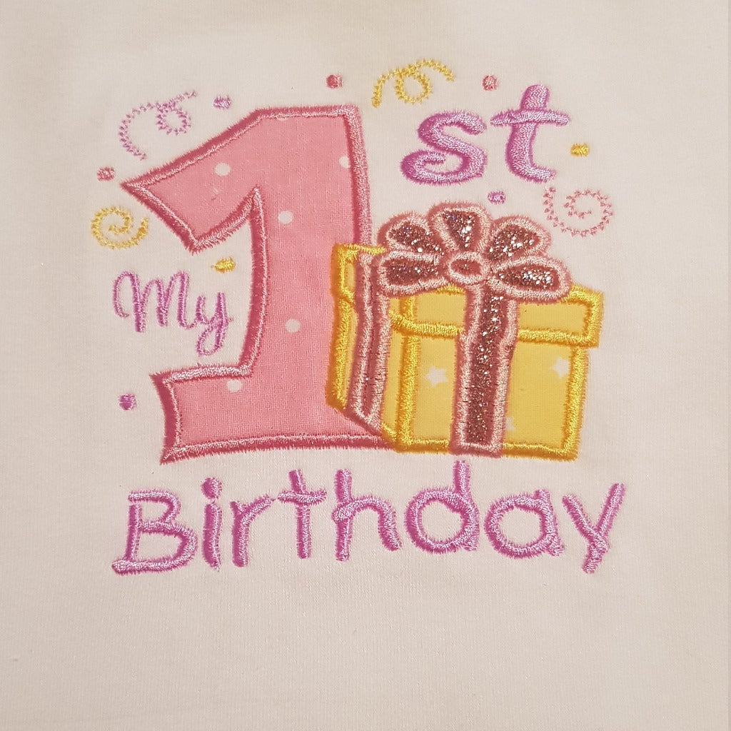 Childrens embroidered first birthday tshirt