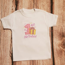 Load image into Gallery viewer, Childrens embroidered first birthday tshirt
