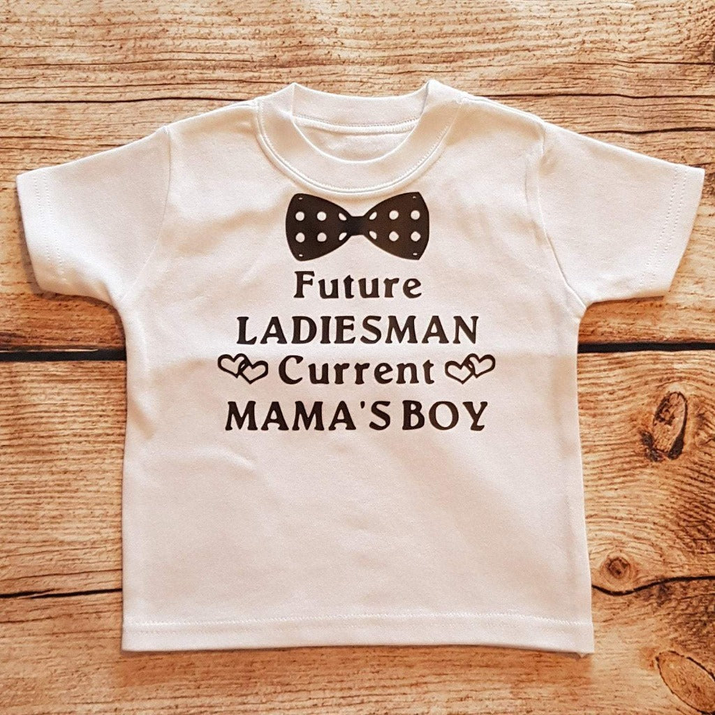 Boys tshirt, Future ladies man current mamas boy top, new baby gift