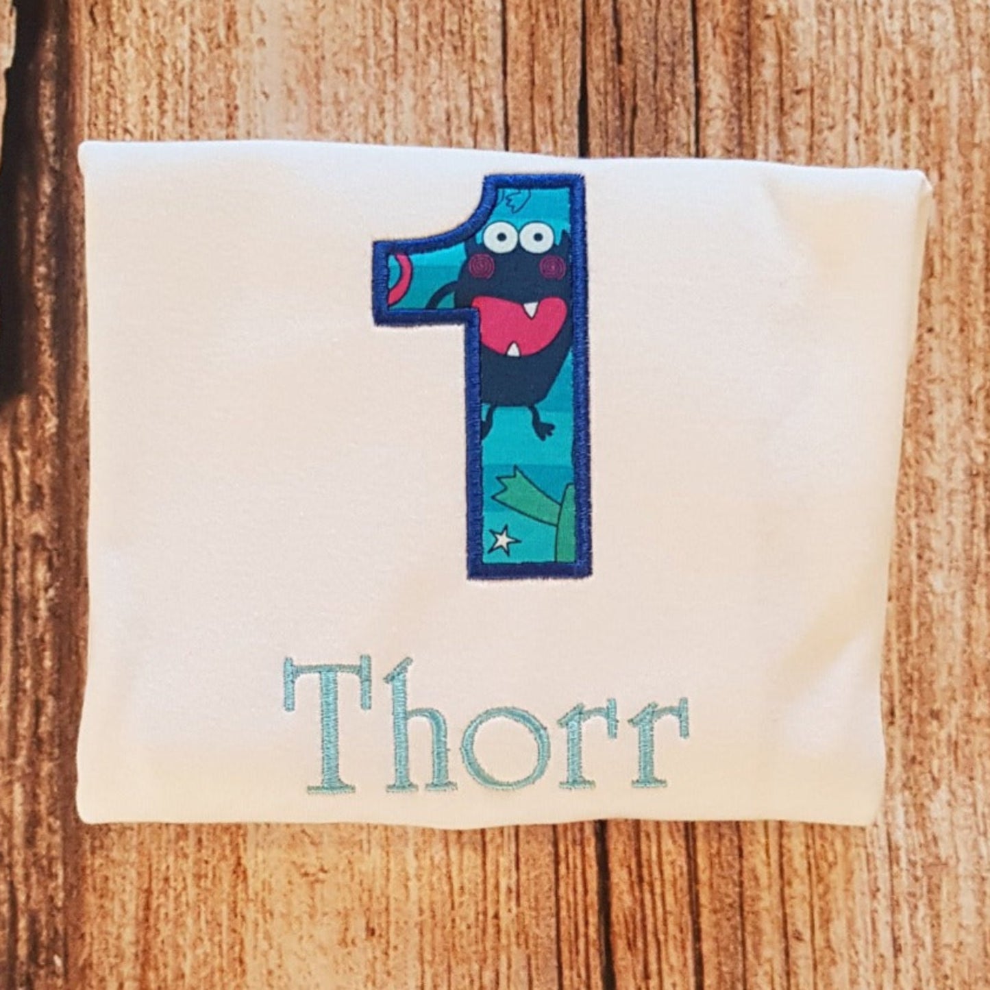 Personalised Monster birthday tshirt, childs embroidered birthday shirt