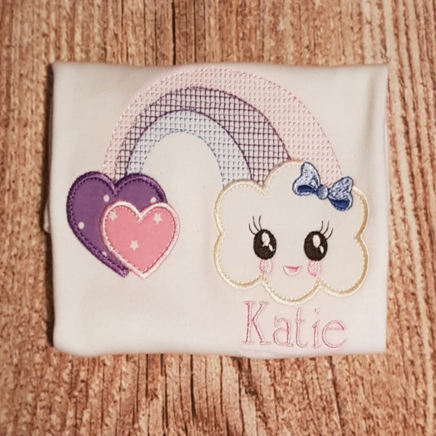 Personalised rainbow tshirt, embroidered raninbow shirt