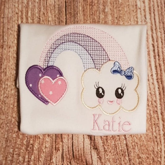 Personalised rainbow tshirt, embroidered raninbow shirt