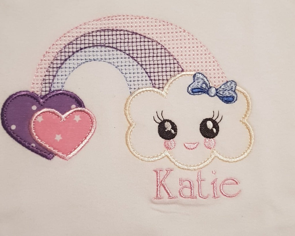 Personalised rainbow tshirt, embroidered raninbow shirt