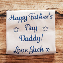 Load image into Gallery viewer, Childrens personalised fathers day tshirt, Childs embroidered fathers day shirt, fathers day gift
