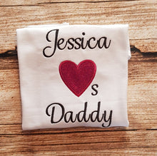 Load image into Gallery viewer, Childrens personalised fathers day tshirt, Love Daddy embroidered shirt
