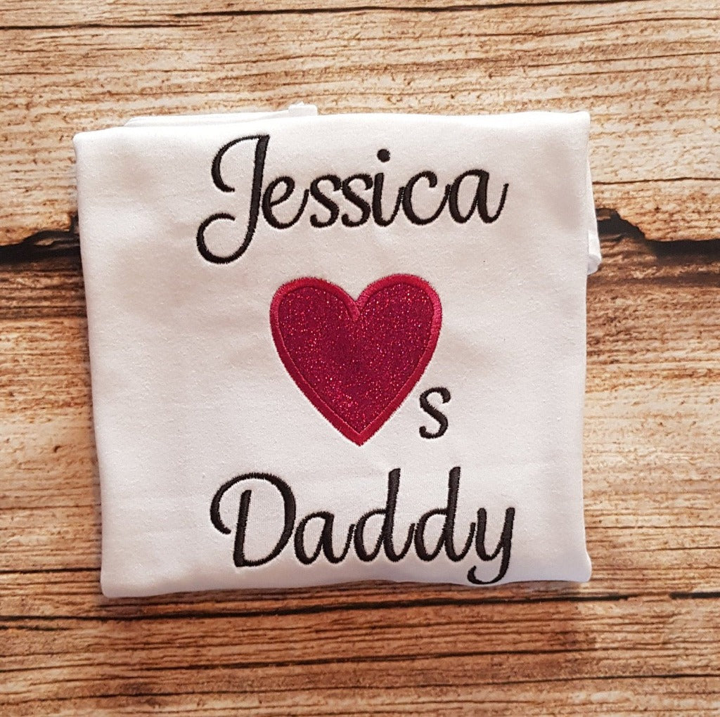 Childrens personalised fathers day tshirt, Love Daddy embroidered shirt