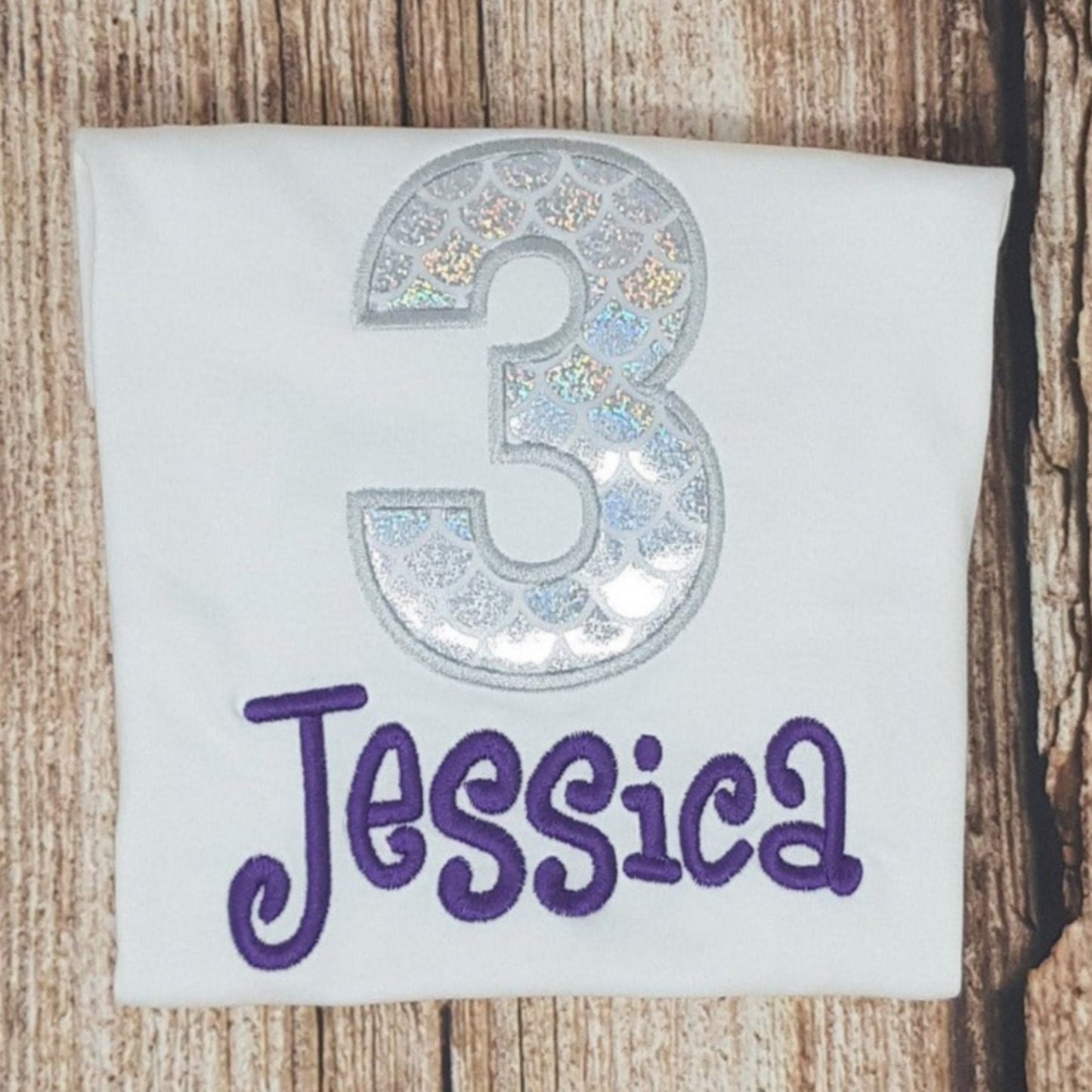 Childrens mermaid birthday tshirt, Childs embroidered birthday shirt