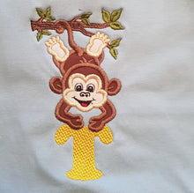 Load image into Gallery viewer, Personalised baby grow, monkey sleepsuit
