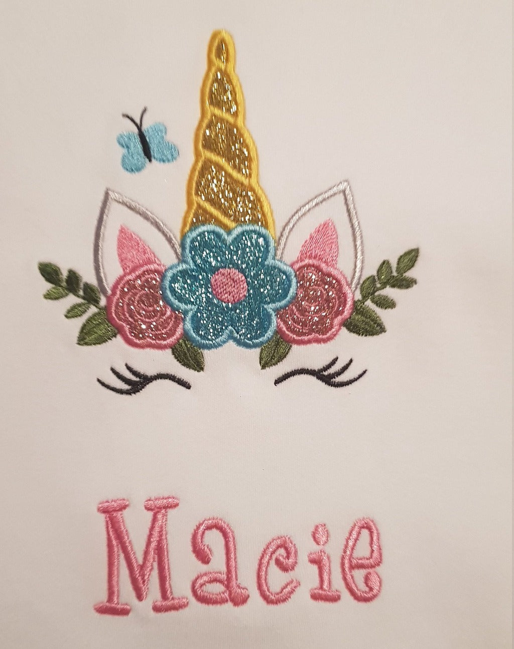 Girls personalised unicorn tshirt, childrens embroidered unicorn shirt